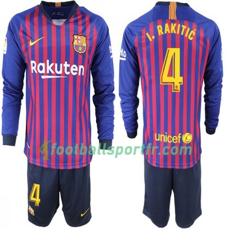 Tenue Barcelone I. Rakitic 4 Enfant Domicile 2018-2019 Maillot de Foot ML